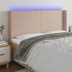 Maison Chic Tête de lit scandinave à LED,meuble de chambre Cappuccino 163x16x118/128 cm Similicuir -MN10489