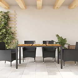 Avis Maison Chic Table de jardin | Table d'extérieur et dessus en bois d'acacia noir résine tressée -GKD21685