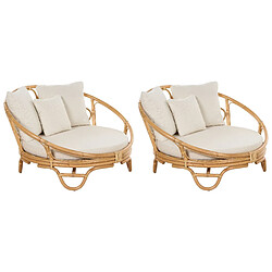 Beliani Set de 2 Chaise longue de jardin Rotin Naturel ROSSANO