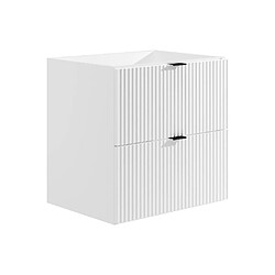 Avis Vente-Unique Meuble sous vasque suspendu strié - Blanc mat - 60 cm - ZEVINI