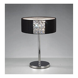 Luminaire Center Lampe de Table Evelyn rond avec Abat jour noir 2 Ampoules chrome poli/cristal