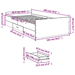 Vidaxl Cadre de lit avec tiroirs blanc 100x200 cm bois d'ingénierie pas cher