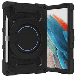 Coque en silicone coussins à quatre coins avec béquille et porte-stylo noir pour votre Samsung Galaxy Tab A8 10.5 (2021)