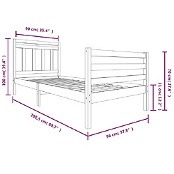 vidaXL Cadre de lit sans matelas bois massif 90x200 cm pas cher