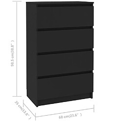 vidaXL Buffet Noir 60x35x98,5 cm Bois d'ingénierie pas cher