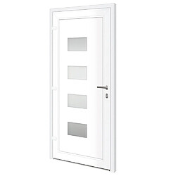 Avis vidaXL Porte d'entrée Blanc 100x210 cm Aluminium et PVC