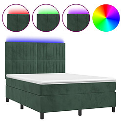 vidaXL Sommier à lattes de lit matelas et LED Vert foncé 140x200 cm