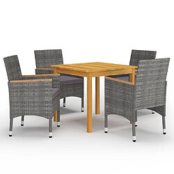 Salle à manger de jardin 5 pcs,Table et chaise à dîner Gris -MN91097