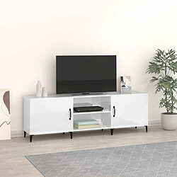 Maison Chic Meuble TV scandinave - Banc TV pour salon blanc brillant 150x30x50 cm bois d'ingénierie -MN68542