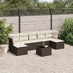 vidaXL Salon de jardin 8 pcs avec coussins marron résine tressée