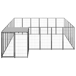 Helloshop26 Chenil extérieur cage enclos parc animaux chien 12,1 m² 110 cm acier noir 02_0000493