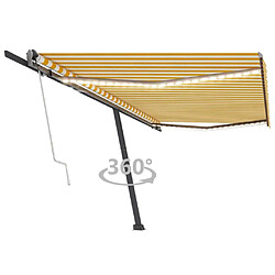 Maison Chic Auvent automatique | Store banne extérieur | Marquise capteur de vent/LED 500x300cm Jaune et blanc -MN39780