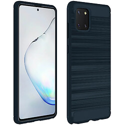 Avizar Coque Galaxy Note 10 Lite Souple Finition Carbone Effet Métal Brossé Bleu