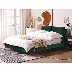 Beliani Lit double en velours vert 140 x 200 cm MELLE