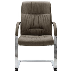 Helloshop26 Chaise fauteuil siège de bureau informatique étude cantilever tissu taupe 02_0023997