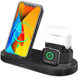 Chrono Chargeur sans fil, support de chargeur rapide 15 W certifié Qi 3 en 1 pour AirPods, station de charge sans fil Apple iWatch Series 5/4/3/2/1 pour iPhone 12/11/11pro/X/XS/XR/Xs Max/8/ 8 Plus/Samsung,(noir)