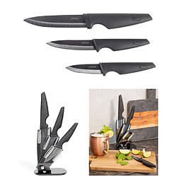 Livoo 3 Pièces Set 3 Couteaux Céramique MULTICOULEURS Cuisine Professionnelle, Couteau de Cuisine + Support