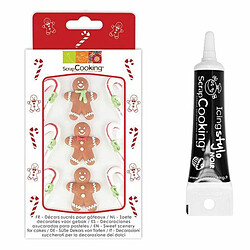 Scrapcooking 9 décors sucrés Pain d'épices + Stylo de glaçage noir