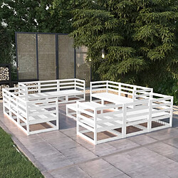 Maison Chic Ensemble de salle à manger de jardin 13 pcs,Table et chaises d'extérieur Blanc Bois de pin massif -GKD508740