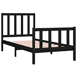 Acheter Maison Chic Lit Moderne Chambre - Cadre/structure de lit pour adulte Noir Bois massif 75x190 cm Petit simple -MN57496