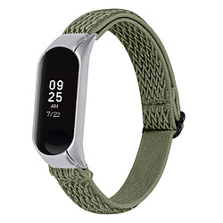 Bracelet en nylon tressée élastique réglable olive verte pour votre Xiaomi Mi Band 4/3