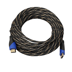 Wewoo Câble noir 10 m HDMI 1.4 Version 1080P Tissé Net Ligne Bleu Tête HDMI Mâle à HDMI Audio Vidéo Connecteur Adaptateur