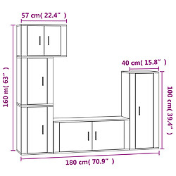 Acheter vidaXL Ensemble de meubles TV 5 pcs Blanc brillant Bois d'ingénierie