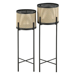 Helloshop26 Lot de 2 supports de plante colfontaine métal tailles différentes noir sable 03_0007728