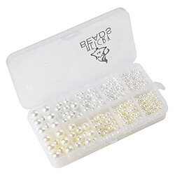 Acheter 1000 Pcs Simuler Brillant Perle Perles Lustre Entretoises Lâches DIY Décorations Blanc Et Beige AUCUN TROU