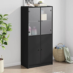 vidaXL Buffet haut avec portes noir 68x37x142 cm bois d'ingénierie