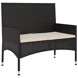 Maison Chic Banc de jardin à 2 places | Banquette de jardin | Chaise Relax avec Coussins Noir Résine Tressée -MN87735