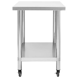 Avis Helloshop26 Table de travail de cuisine professionnel avec roues 100 x 60 x 85 cm acier inoxydable 02_0001912