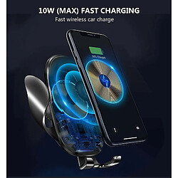 Acheter Chrono Chargeur de voiture sans fil, support de téléphone de voiture, support de chargeur de téléphone, charge rapide Qi 10W 7.5W Compatible avec iPhone Xs/Xs Max/XR/X/8/8 Plus, Samsung Galaxy S10/S9/S8 et plus (Noir)