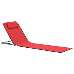 Helloshop26 Tapis de plage chaise longue pliables 2 pièces acier et tissu rouge 02_0012186