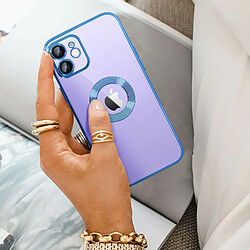 Acheter Avizar Coque iPhone 12 Souple Bloc Caméra Couvert Transparent Contour Bleu Chromé