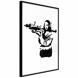 Paris Prix Affiche Murale Encadrée Banksy Mona Lisa with Bazooka II 20 x 30 cm Noir