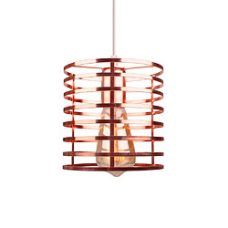 Stoex Lustre Suspension Industrielle Cage Fer forme Cylindre Luminaire E27 pour Décor Restaurant Salle Chambre, Or rose