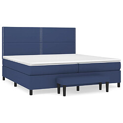 vidaXL Sommier à lattes de lit avec matelas Bleu 200x200 cm Tissu