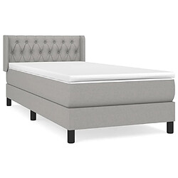 Maison Chic Lit adulte- Lit + matelas,Sommier à lattes de lit avec matelas Gris clair 100x200cm Tissu -GKD31539