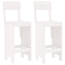 vidaXL Tabourets de bar lot de 2 blanc 40x48,5x115,5cm bois massif pin