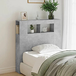 Acheter Maison Chic Tête de lit scandinave à LED,meuble de chambre gris béton 100x18,5x103,5cm bois d'ingénierie -MN63029