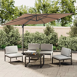 vidaXL Parasol cantilever à LED Taupe 400x300 cm