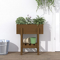 Maison Chic Jardinière,Bac à fleurs - pot de fleur marron miel 62x30x69 cm bois massif de pin -GKD75592