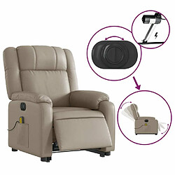 Maison Chic Fauteuil Relax pour salon, Fauteuil inclinable de massage électrique cappuccino similicuir -GKD46495 pas cher