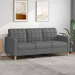 Maison Chic Canapé à 3 places,Canapé droit,Sofa de Salon,Banquette Gris foncé 180 cm Tissu -GKD639861