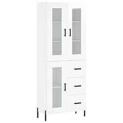 vidaXL Buffet haut Blanc brillant 69,5x34x180 cm Bois d'ingénierie