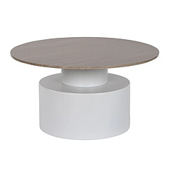 Pegane Table basse, table de salon ronde en métal et MDF- diamètre 80 x hauteur 43 cm