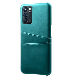 Coque en TPU + PU avec double porte-cartes vert pour votre Oppo Reno6 5G