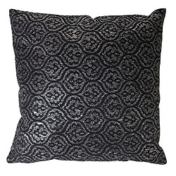 Mendler Coussin de décoration, aspect baroque, coussin avec bourrage, noir, effet brillant 45x45cm