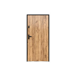 Avis Vente-Unique Porte d'entrée en acier pleine H207 x L100 cm effet chêne - poussant droit - AGUEDA